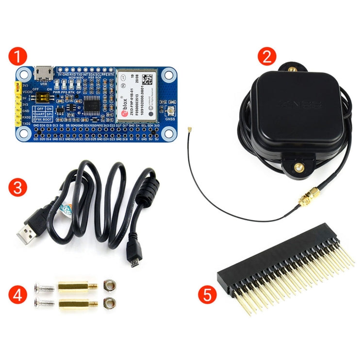 Waveshare ZED-F9P GPS-RTK HAT Centimeter Level Accuracy Multi-Band RTK Differential GPS Module for Raspberry Pi