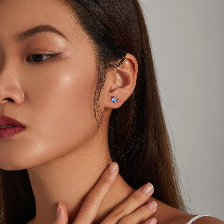 S925 Sterling Silver Butterfly Ear Studs Women Earrings