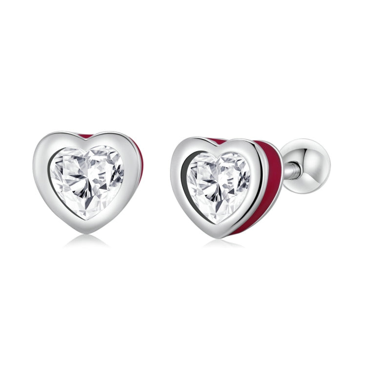 S925 Sterling Silver Heart Zircon Ear Stud Women Earrings