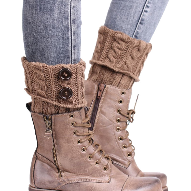 1 Pair Women Short Button Knitted Woolen Leg Warmers