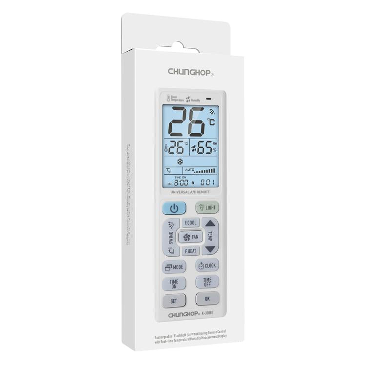 CHUNGHOP K-3308E Universal Air Conditioner Remote Control with Flashlight and LCD Backlight