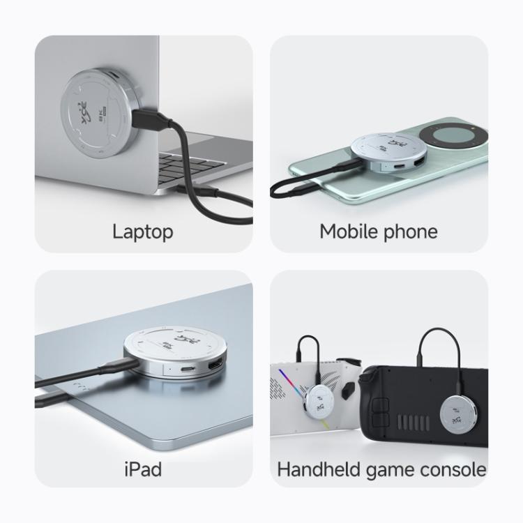 YCE-V195J USB-C / Type-C to PD3.0, HD2.1, USB3.2, 3.5mm, M.2 NVMe Magnetic Hard Drive Enclosure, YCE-V195J