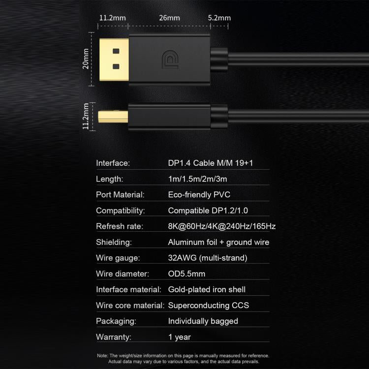 Multiple Modes DP1.4 8K 60Hz HD Video Cable, 1m, 2m