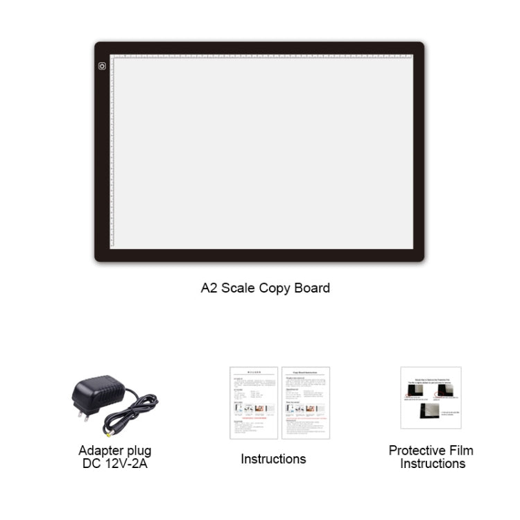 A2 Size 23W 12V LED Three Level of Brightness Dimmable Acrylic Copy Boards for Anime Sketch Drawing Sketchpad, with Power Adapter, A2 with Power Adapter
