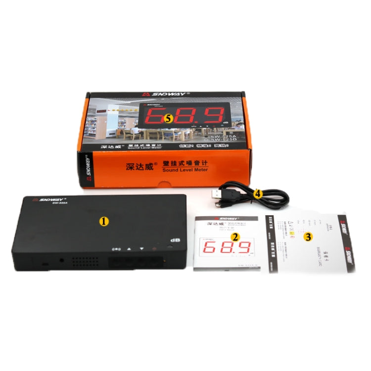 SNDWAY SW526A Wall-mounted DB Sound Level Meter Noise Tester with Large Screen 18-inch Display