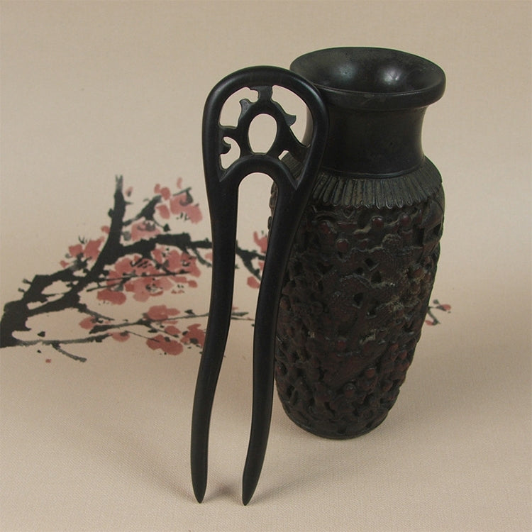 Classical sandalwood tassel hairpin-U-shaped Carving + Gift Box, Gift Box Colors Are Random