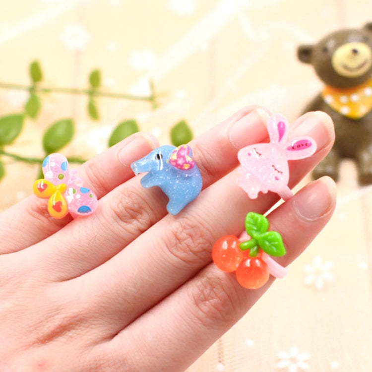 100 PCS Children Cute Cartoon Resin Flower Animal Heart Bow-knot Ring, Smooth Surface