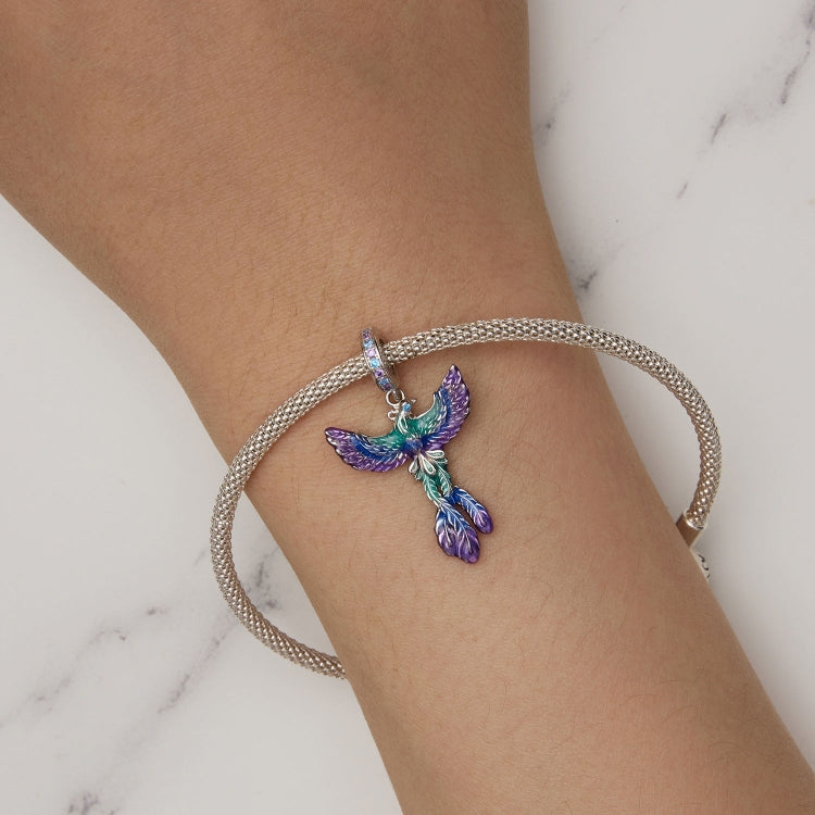 BSC880 S925 Sterling Silver Colorful Gradient Phoenix Pendant Accessories DIY Bracelet Beads
