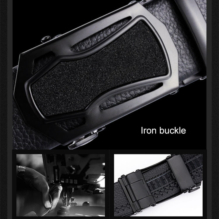 Dandali GD833 Gypsophila Empty Run Men Automatic Buckle Double Edge Wrapping Leather Belt Waistband, Length: 120cm