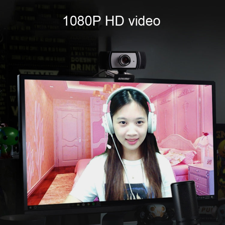 Aoni C33 Beauty FHD 1080P IPTV WebCam Teleconference Teaching Live Broadcast Computer Camera with Microphone, Drive-free Plug and Play