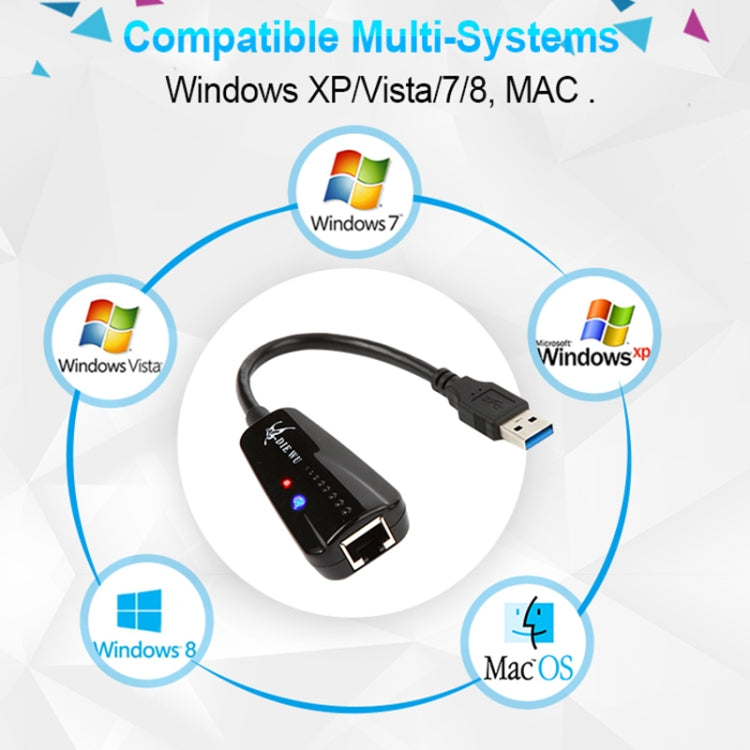 DIE WU TXA042 Realtek 8153 USB 3.0 to Gigabit Ethernet RJ45 LAN 10/100/1000Mbps Network Card Adapter, TXA042