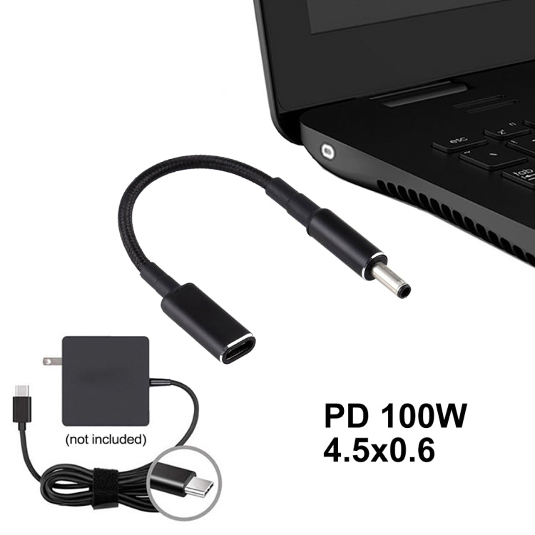 PD 100W 18.5-20V 4.5 x 0.6mm to USB-C / Type-C Adapter Nylon Braid Cable for Dell