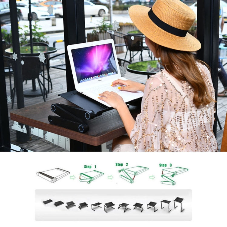 Portable 360 Degree Adjustable Foldable Aluminium Alloy Desk Stand with Double CPU Fans & Mouse Pad for Laptop / Notebook
