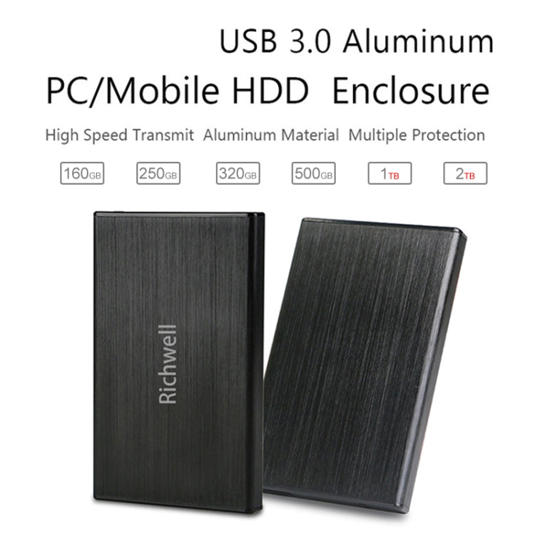 Richwell SATA R23-SATA-250GB 250GB 2.5 inch USB3.0 Interface Mobile Hard Disk Drive, 250GB