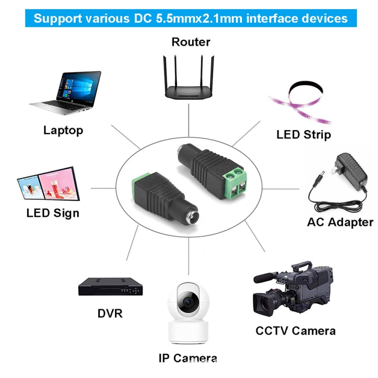 10 PCS CCTV DC Power Female Jack Connector