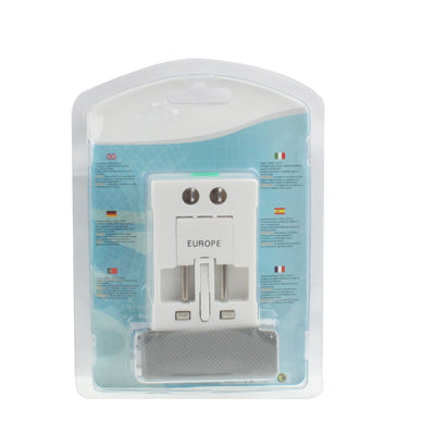 Universal US / EU / AU / UK Travel AC Power Adaptor Plug with USB Charger Socket, With USB Port