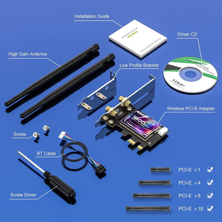 EDUP EP-9658 PCI-E WiFi 6 Card AX1800M Bluetooth 5.2 Adapter for Desktop PC, 2.4GHz/5.8GHz Dual Band Wireless PCI-E Internal Network Card