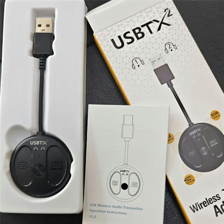 For TV PC LE524 USB Bluetooth 5.4 Audio Transmitter 50m Range Dual Connection Adapter
