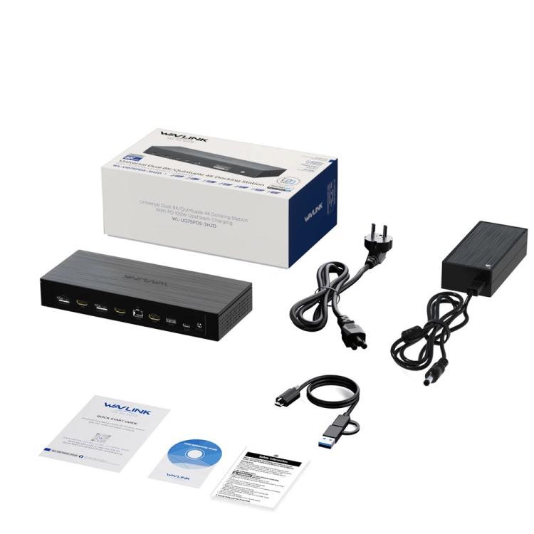 WAVLINK UG75PD5-3H2D2 For Mac M1 / M2 / M3 / M4 / Windows DisplayLink-7400 Docking Station, US Plug, EU Plug, UK Plug, AU Plug