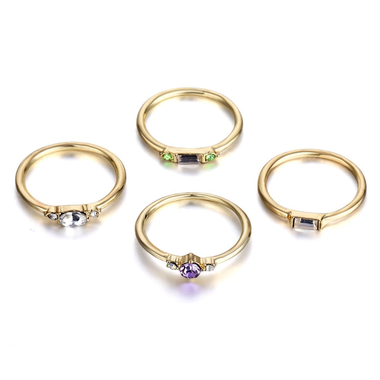 4 PCS Women Vintage Bohemian Crystal Zircon Ring Set