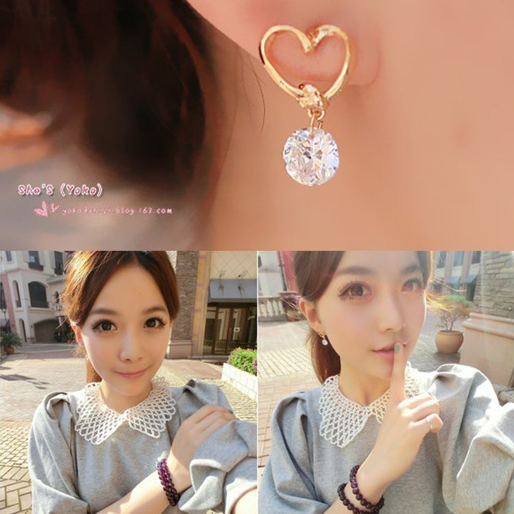 2 PCS Women Elegant Fashion Crystal Heart Design Earring