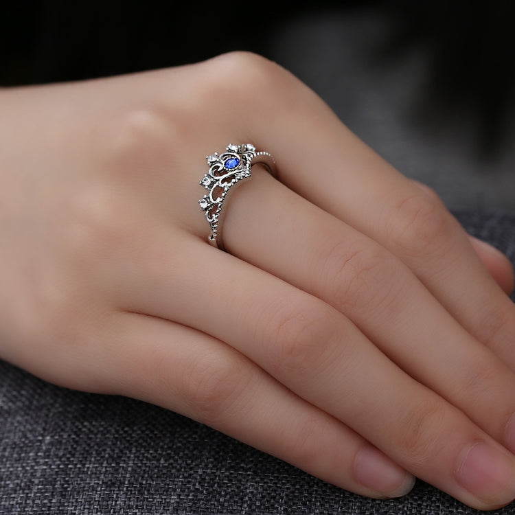 Women Crystal Ring Fashion Love Heart Crown Rhinestone Ring