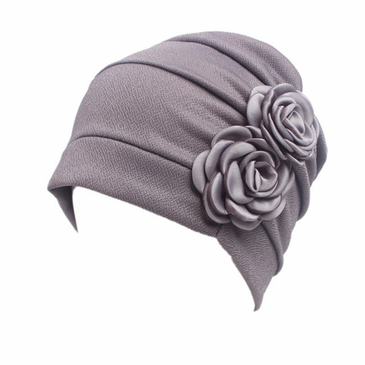 Flower Wrinkled Pull-over Confinement Chemotherapy Cap, One Size