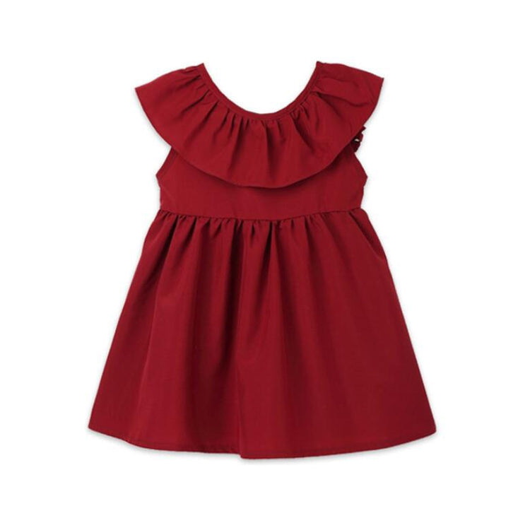 Summer Girls Cotton Sleeveless Backless Bow-knot Pleated Dress