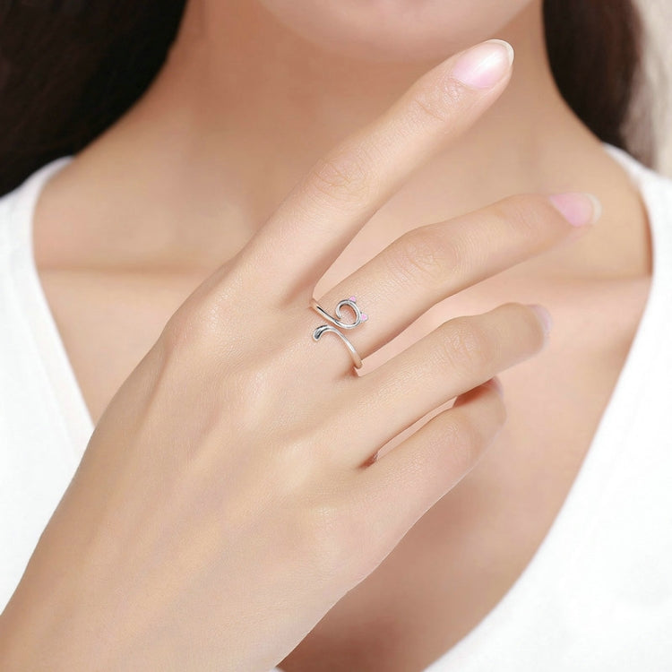 Cat Love Girl Ring S925 Sterling Silver Open Ring