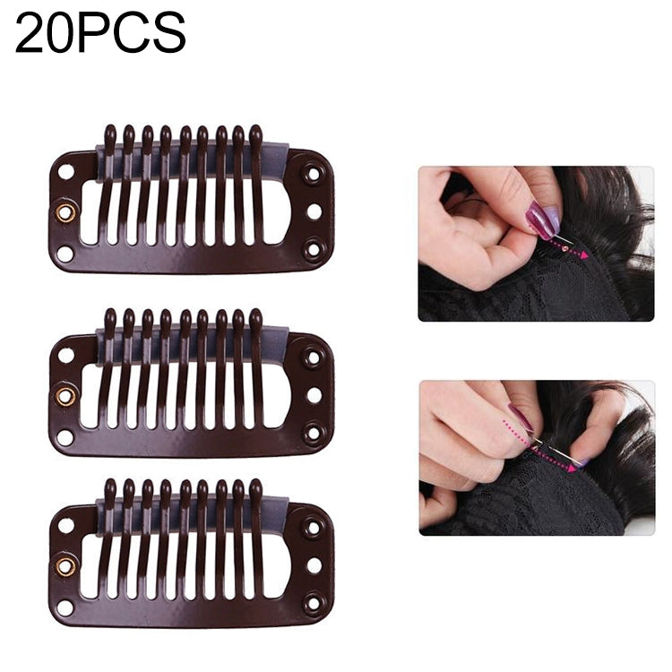 20 PCS 32mm 9-teeth Hair Extension Clips Snap Metal Clips With Silicone Back