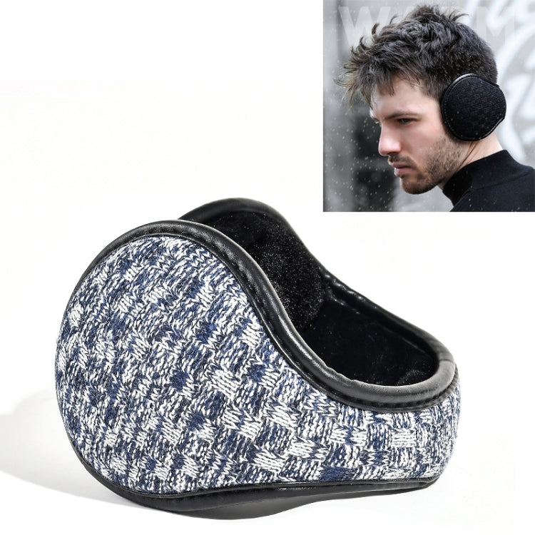 DEZ01 Winter Men Checkered Pattern Plush Foldable Warm Earmuffs Ear Bag