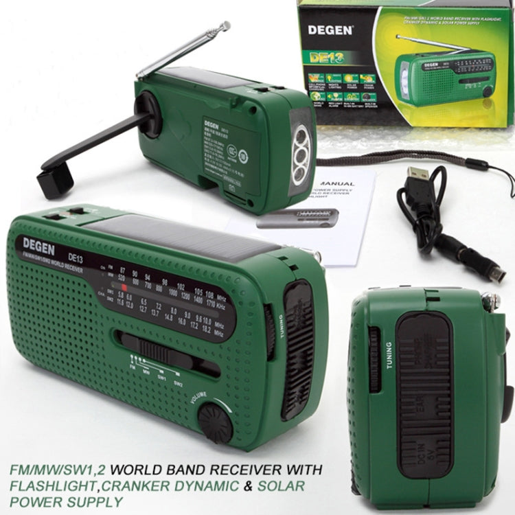 DE13 Hand-Cranked Power Full Band Solar Charging Emergency Outdoor Radio