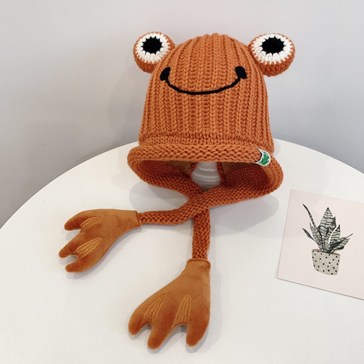 Children Cartoon Frog Woolen Hat Warm Knitted Hat Bomber Hat