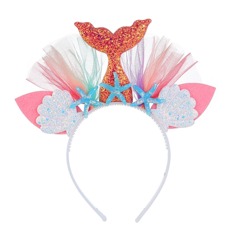 Rainbow Mermaid Headband Children Party Hair Accessories Net Gauze Flower Animal Hair Accessories