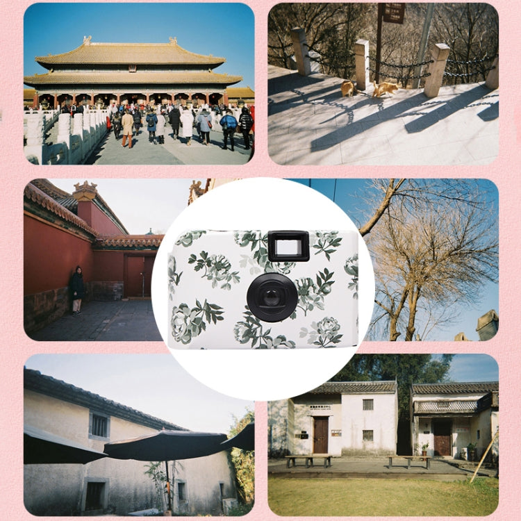 Retro Peony Cute Disposable Film Mini Point-And-Shoot Camera with 17 Sheets Films