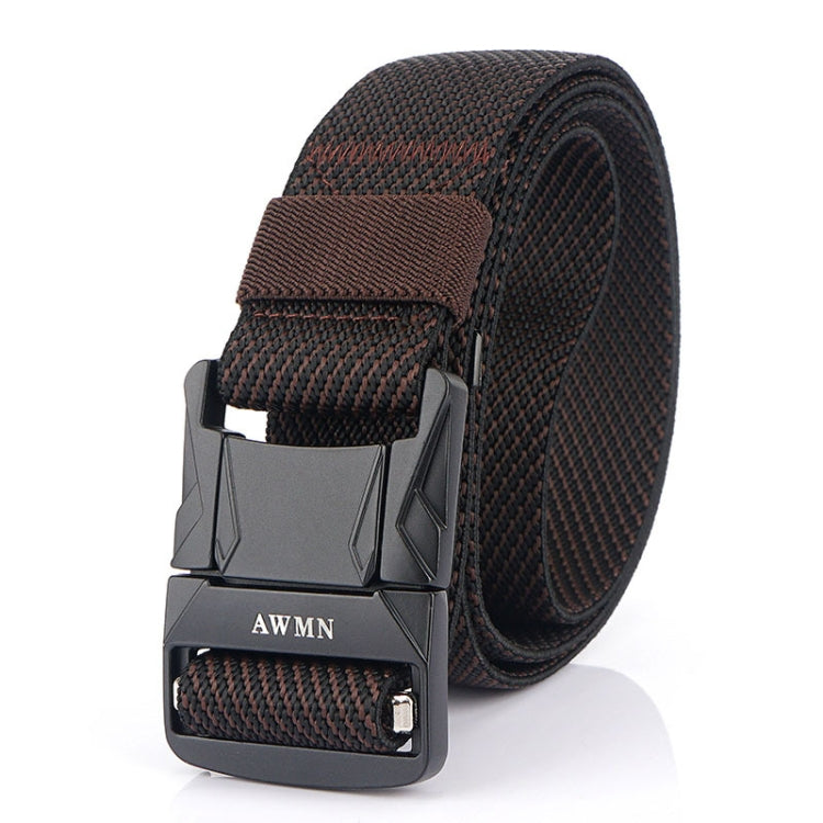AWMN Men Outdoor Metal Buckle Elastic Nylon Belt, Length: