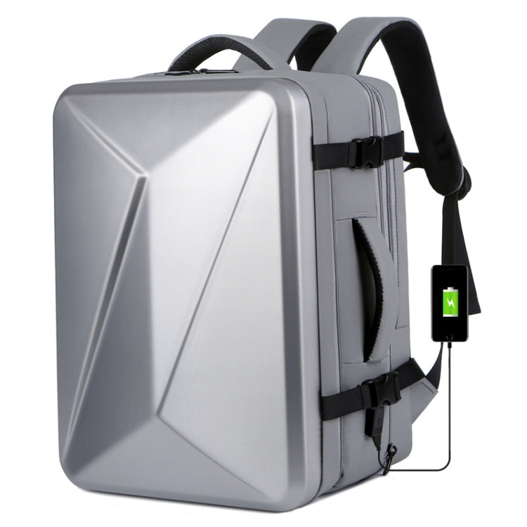 Large-capacity Waterproof Expandable Hard Shell Backpack with USB Charging Hole