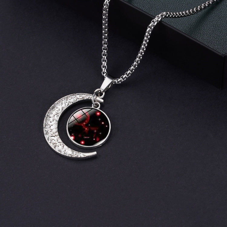 Luminous Zodiac Moon Titanium Steel Necklace Personalized Moon Pendant