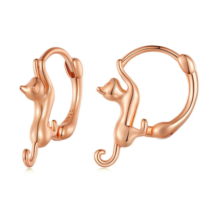 Sterling Silver S925 Diamond Stretch Cat Stretch Earrings, Size: