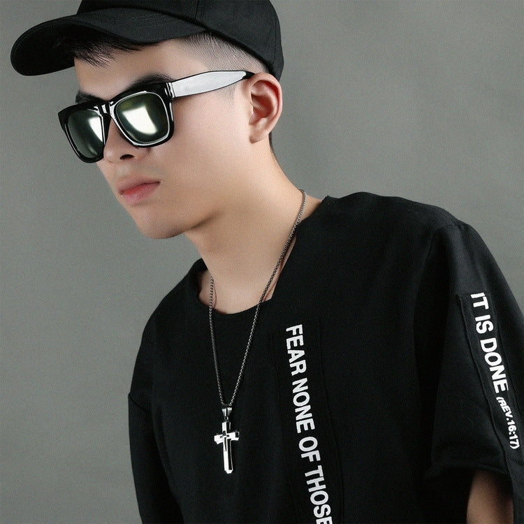 1213 Three Layer Cross Necklace Titanium Steel Men Necklace