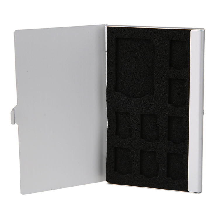 1SD+ 8TF Aluminum Micro SD Cards Holder Pin Storage Box 9 solts for SD/ SIM/TF Memory Card