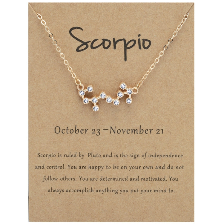 12 Zodiac Signs With Diamonds Necklace Card Rhinestones Collarbone Chain Pendant, Scorpio Golden, Sagittarius Golden, Capricorn Golden, Taurus Golden, Pisces Golden, Leo Golden, Libra Golden, Cancer Golden, Aquarius Golden, Virgo Golden, Aries Golden