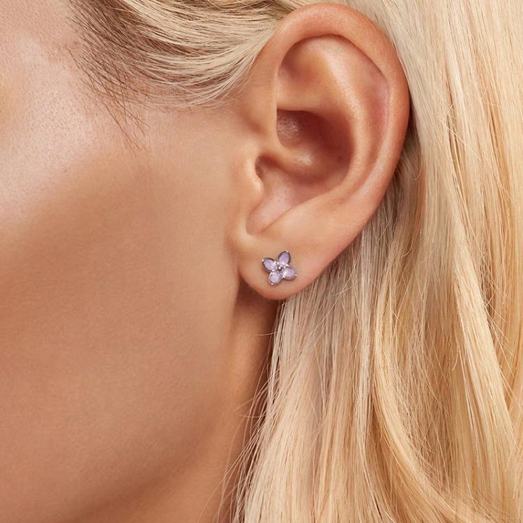 S925 Sterling Silver Platinum-Plated Lilac Earrings
