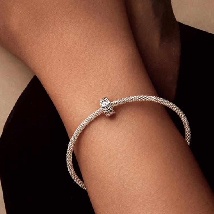 S925 Sterling Silver Platinum-Plated Cute Cat Silicone Spacer Beads Jewelry Beads