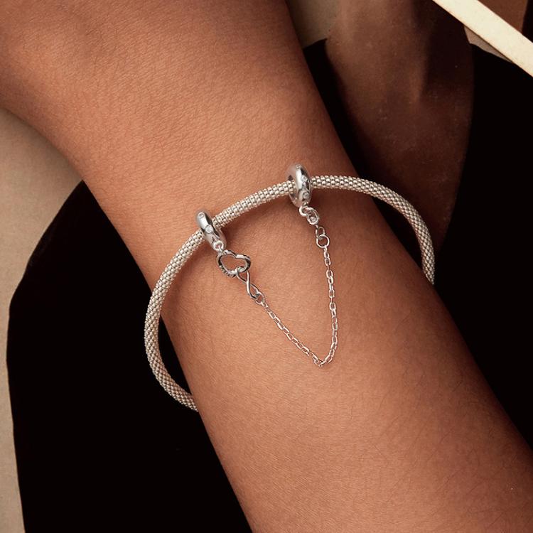 S925 Sterling Silver Love Safety Chain Bracelet Heart-shaped Accessories