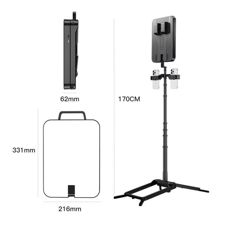 1.7m 14-Inch Suitcase Integrated Design Fill Light Foldable 3500-6000K Full-Screen Live Photography Video Light