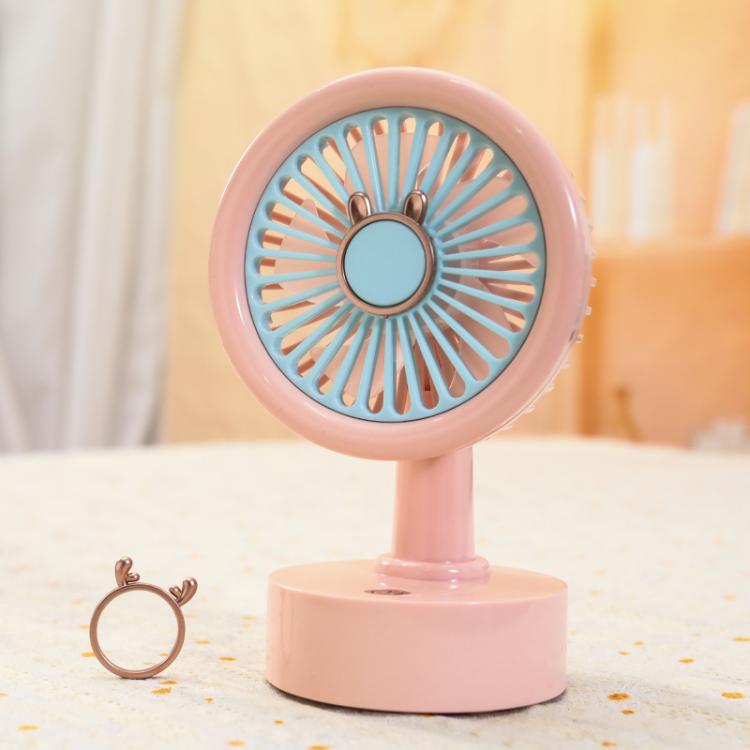 Student USB Small Desktop Fan Replaceable Animal Ears Multi-Speed Lithium Battery Mute Fan