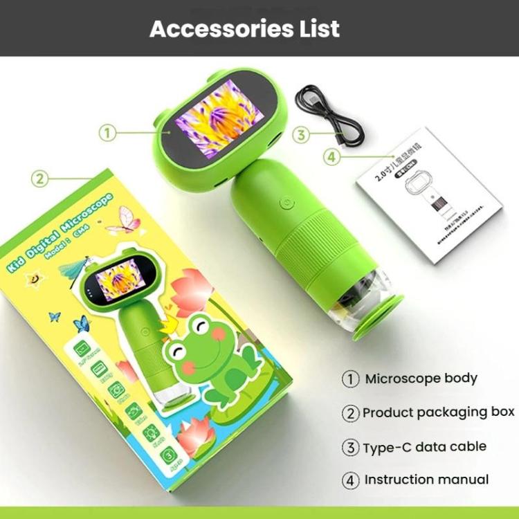 Cartoon HD Children Digital Electronic Microscope With Screen Handheld Portable Magnifier