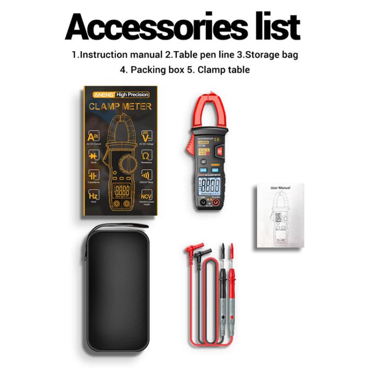 ANENG ST183 600A Digital Clamp Meter With NCV, 4000 Counts, Tests Continuity/Resistance/Capacitance/Diode, Audible & Visual Alarm