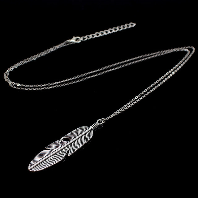 Simple Classic pendant Necklace Feather Necklace Long Sweater Chain Jewelry choker Necklace for Women